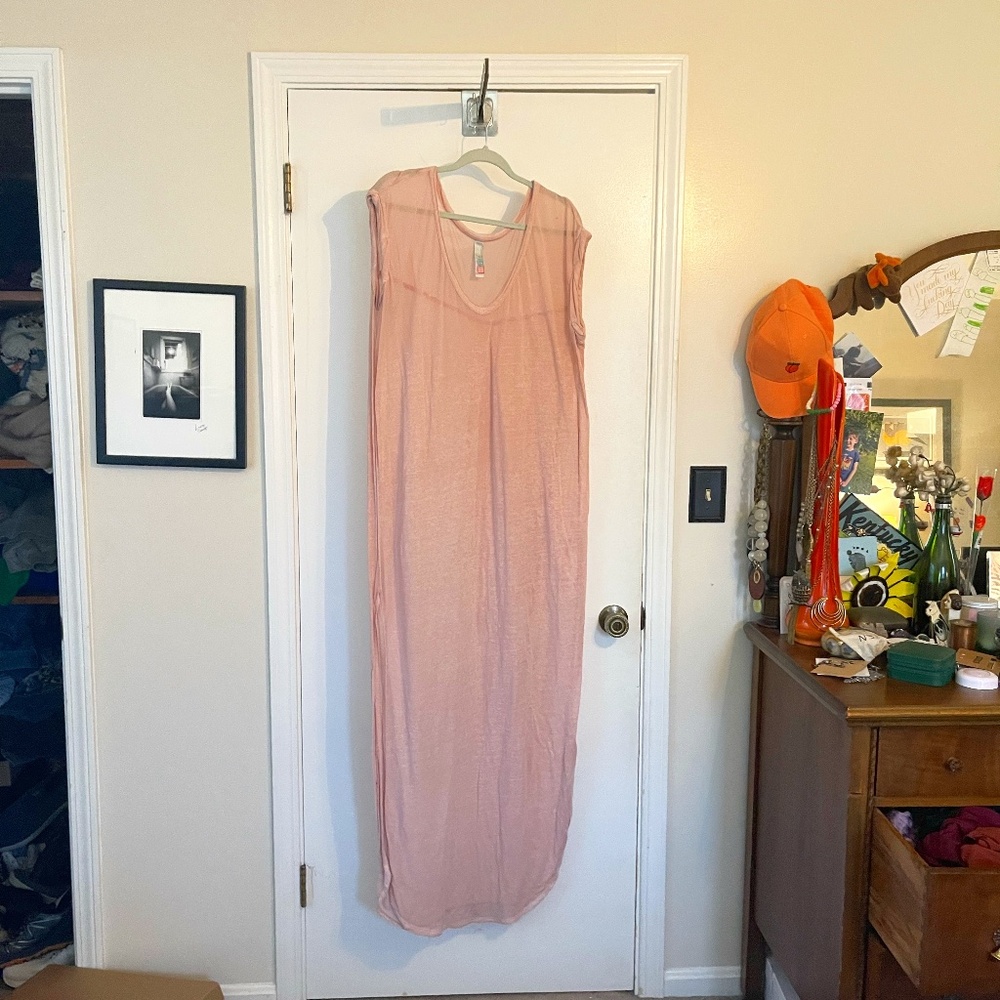 Free People Beach Pink Sheer Caftan Maxi Dress